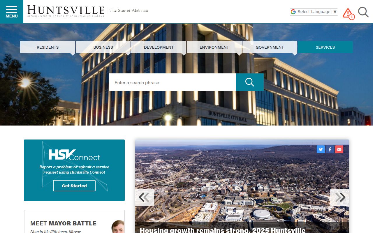 City of Huntsville Alabama government website