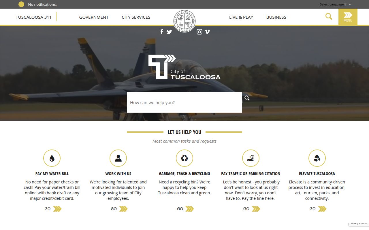 City of Tuscaloosa Alabama government website