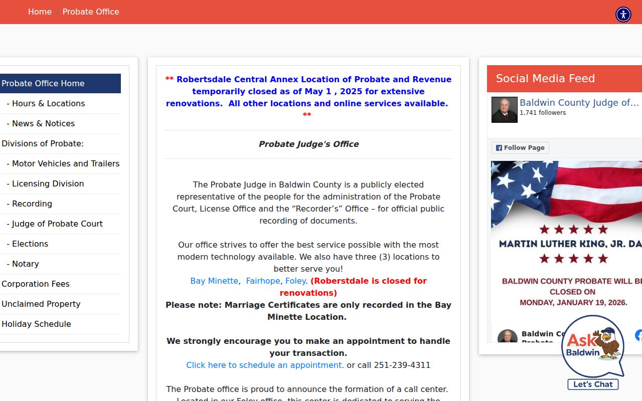 Baldwin County Probate Court website for estate documents