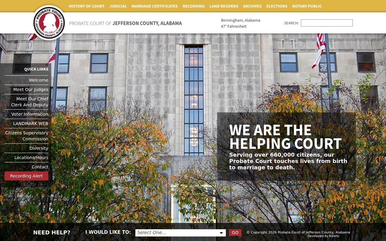 Jefferson County Probate Court website for estate documents